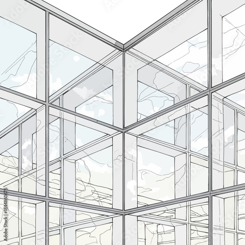 Modern glass building architecture with sleek lines and transparent walls showcasing innovative
