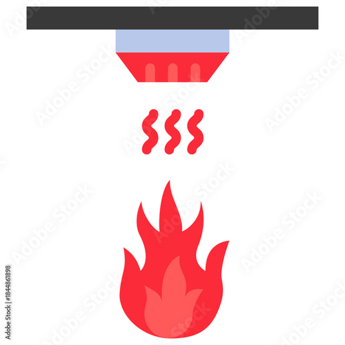 Fire Detector Flat Icon Mini Illustration, Use For Modern Concept, Print, Ui, Ux Kit, Web And App Development. Vector Related To Firefighter, Rescue And More