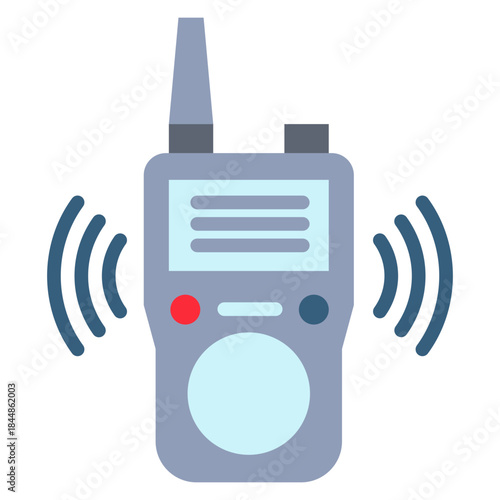 Walkie Talkie Flat Icon Mini Illustration, Use For Modern Concept, Print, Ui, Ux Kit, Web And App Development. Vector Related To Firefighter, Rescue And More