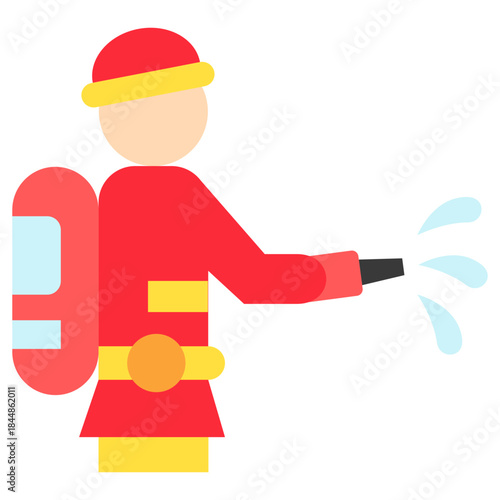 Fireman Flat Icon Mini Illustration, Use For Modern Concept, Print, Ui, Ux Kit, Web And App Development. Vector Related To Firefighter, Rescue And More