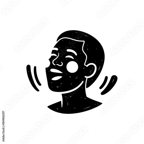 Minimalist Illustration of a Man with Facial Mask and Relaxing Skincare Routine in Black and White