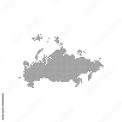 dotted halftone black silhouette of russia map isolated. russia country map for travel and presentation. russia halftones map vector illustration.  world maps circle. global map.