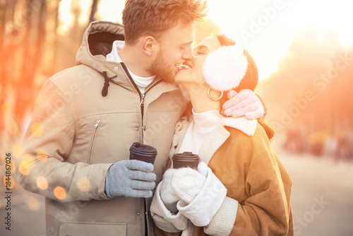 Happy young couple walking ...