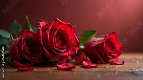 Wallpaper Mural Beautiful red roses with dew drops for romantic celebration and anniversary background Torontodigital.ca