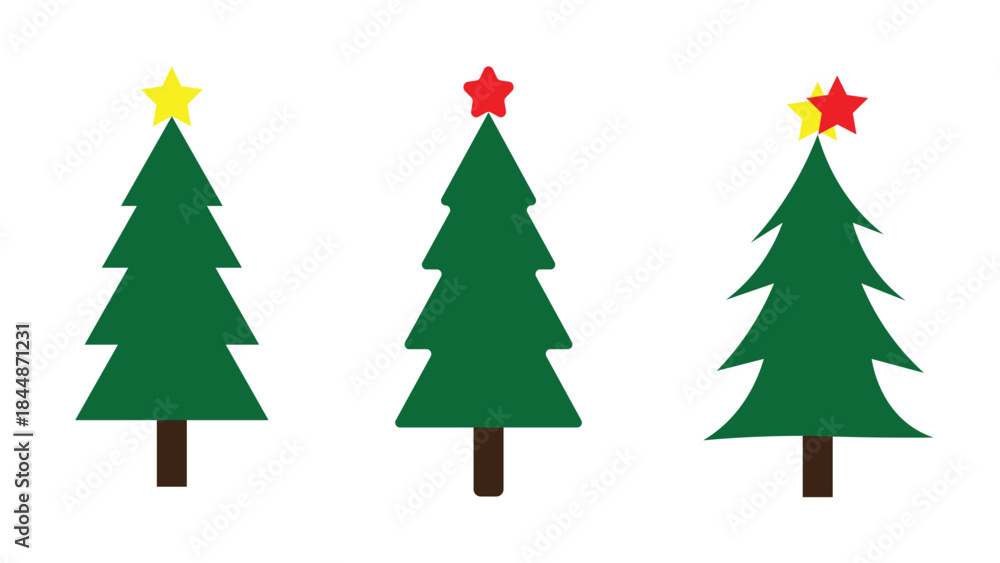 Obraz premium Festive Evergreen Trees with Stars