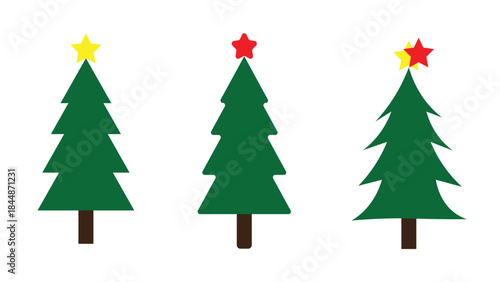 Festive Evergreen Trees with Stars