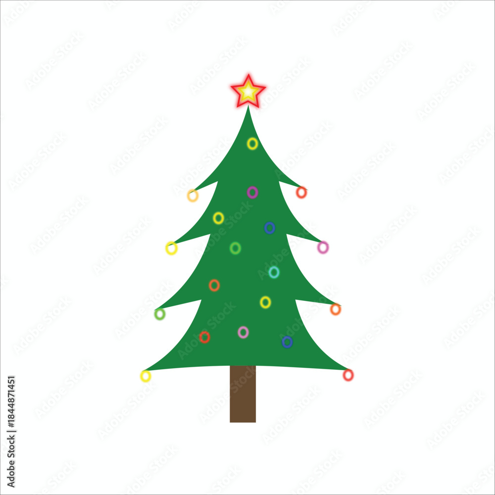 Fototapeta premium Festive Evergreen Tree with Colorful Ornaments