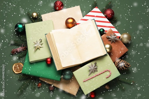 Many books and Christmas de...