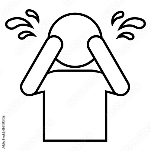 泣いている人の線画ピクトグラム