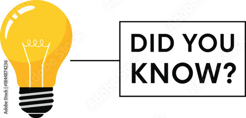 Did You Know vector with yellow light bulb and bold text for educational, informational, and insight-themed content design.