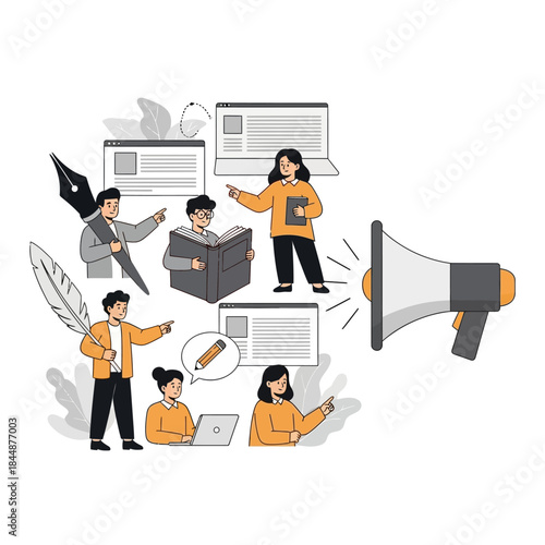 Group of People Working Together Communicating.