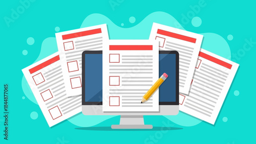Digital Forms and Checklist on Computer.