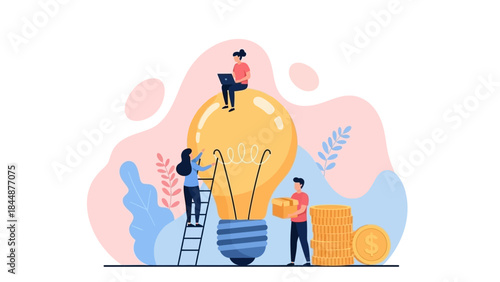 People Working Together on a Lightbulb.