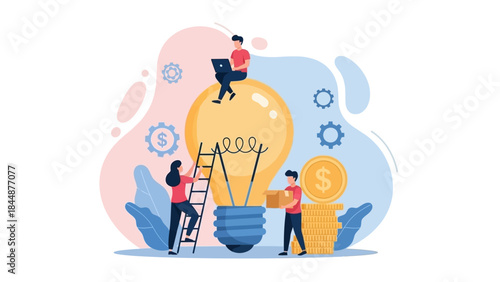 People Working Together on a Lightbulb.