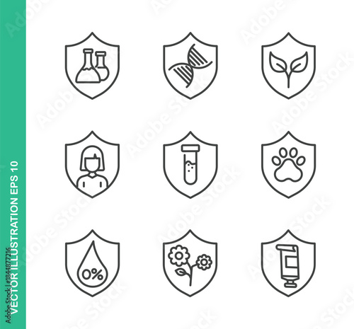 Natural Organic Protection Icons. Thin Line Symbol Elements Collection.