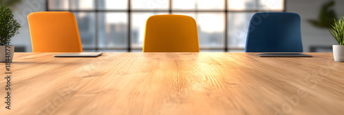 modern office interior with chairs with blur background