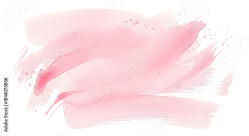 Vibrant soft pink watercolor paint splash background png artistic texture with delicate brush strokes, perfect for feminine creative design projects