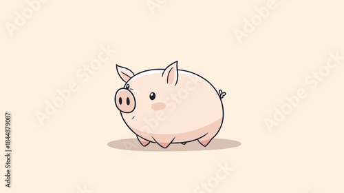 Cute Cartoon Piglet Illustration with Pink Skin and Round Body.