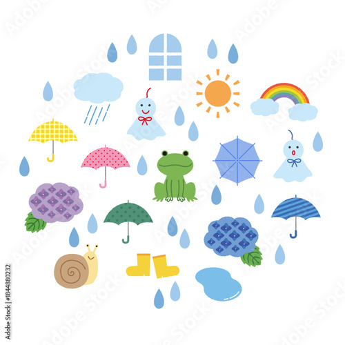  梅雨イラストセット