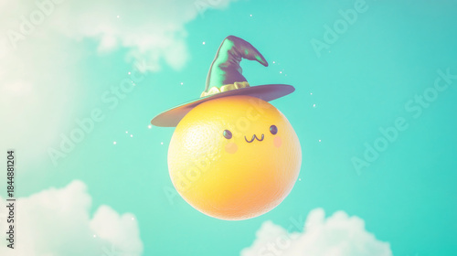 Flying Orange with Witch Hat