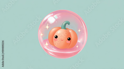Cheerful Pumpkin in Bubble