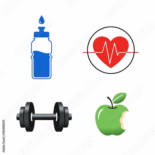 Fitness And Healthy Lifestyle Icons For Wellness Motivation And Health Tracking