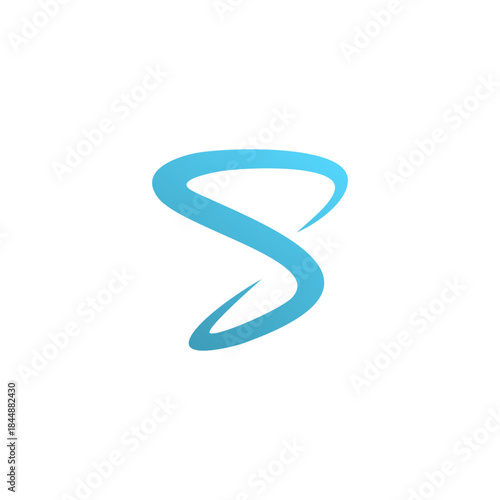 Abstract blue and cyan fluid 'S' shape logo on a clean white background, representing motion and modernity in a sleek design.