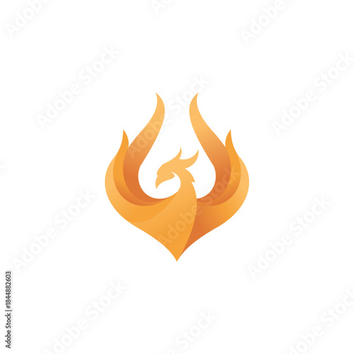 Stylized phoenix bird logo with vibrant orange and yellow gradient wings, symbolizing rebirth and strength.