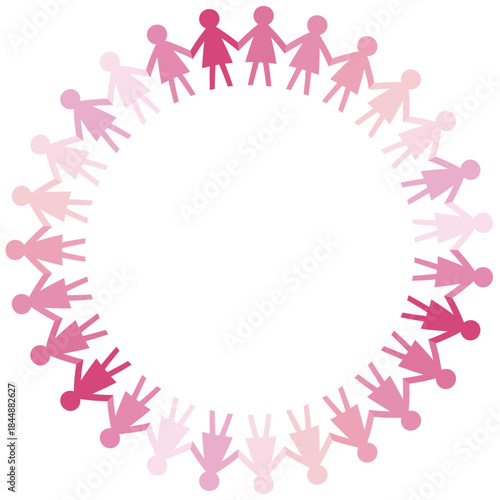 優しいピンク色の女性シルエットが円になってつながる、支援や思いやりを表す明るいデザイン。医療・福祉・女性向け啓発や乳がん啓発にも使いやすいコンセプト素材