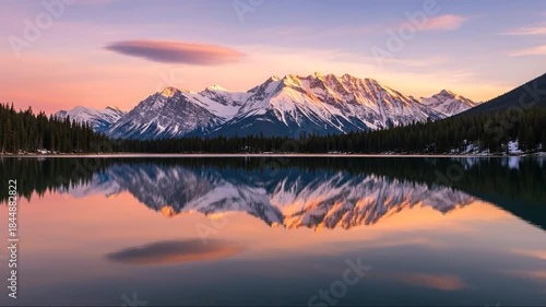Wallpaper Mural Serene Mountain Reflection During Sunset Over Calm Lake Expanses Torontodigital.ca