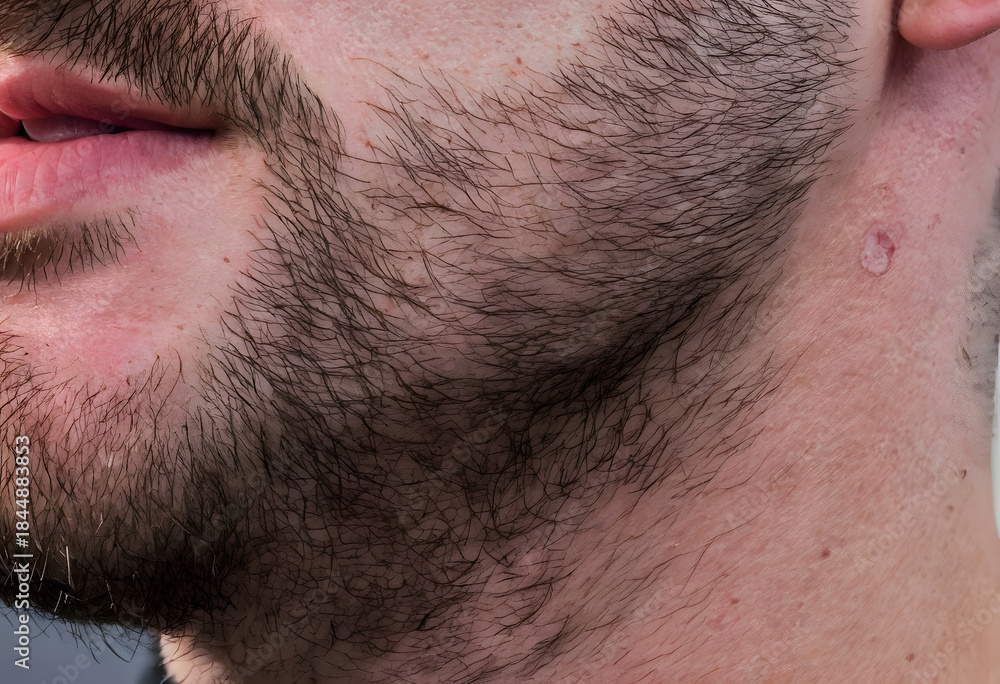 Fototapeta premium Man's face with beard and skin blemish
