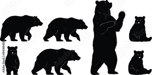 Collection of man playing the saxophone silhouettes in various poses, black vector set depicting jazz music, concert performance, and musician graphic.