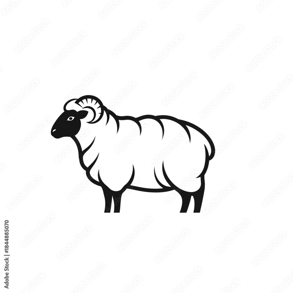 Obraz premium 【Animals Icons – Basic】Sheep silhouette icon for farm and design｜ヒツジのシルエットアイコン（牧場・デザイン用）