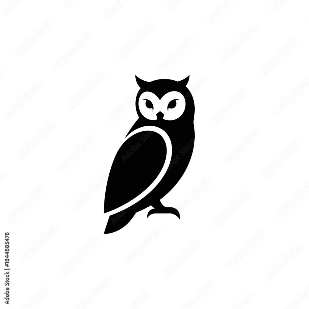 Obraz premium 【Animals Icons – Basic】Owl silhouette icon for logo and design｜フクロウのシルエットアイコン（ロゴ・デザイン用）