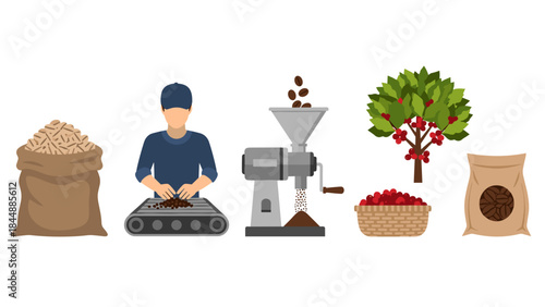 From farm harvest to milling and baking: a sequence representing traditional food production and preparation.