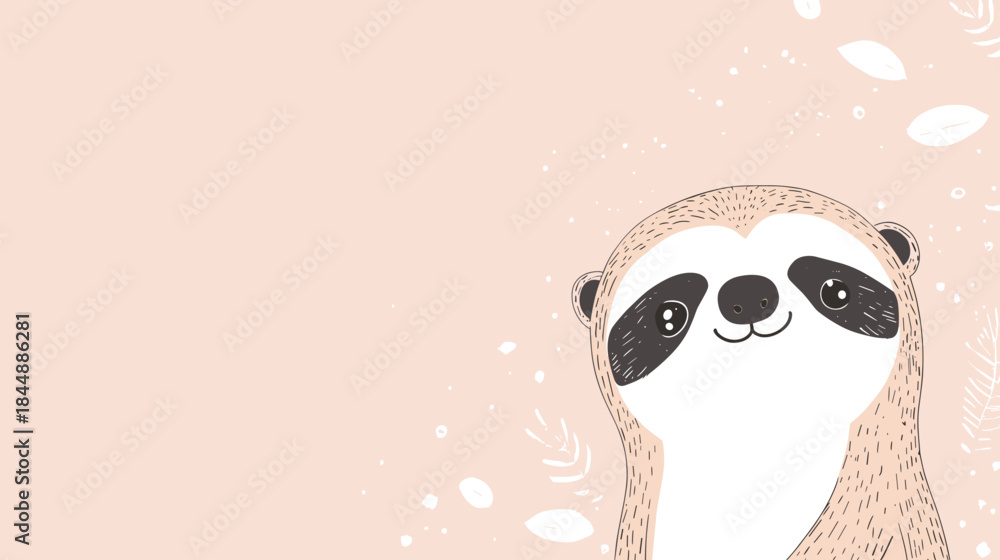 Naklejka premium Adorable Sloth Illustration with Gentle Smile and Calm Expression.