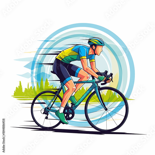 Dynamic Cyclist in Motion A Vibrant Illustration of Athleticism and Speed