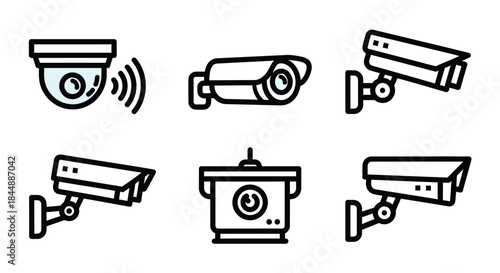 Security Camera Icons - A Collection of Surveillance Devices.