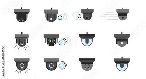 Security Camera Icons - Surveillance and Protection.