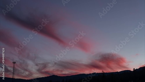 Cell Tower Sunrise With Dawn Clouds Timelapse