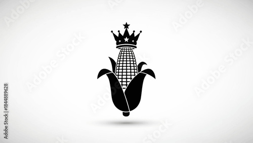 Black and white illustration of a crowned onion with a checkered pattern on a plain