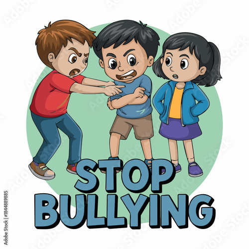 Stop bullying awareness campaign for kids and children illustration to promote kindness and respect message
