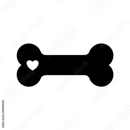 Dog bone vector graphic with heart shape for pet lovers and animal rescue organizations design projects