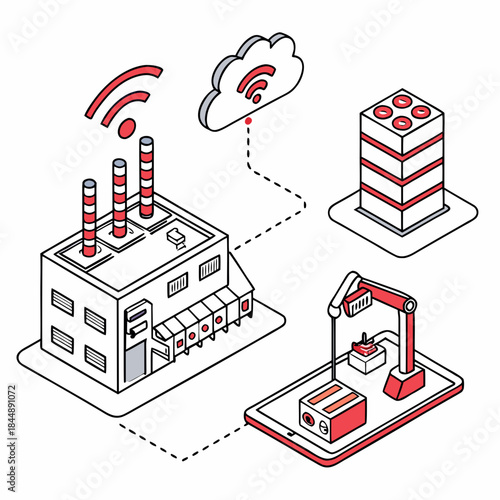 Smart Factory Automation with Robot Arm and Cloud Connectivity industry technology
