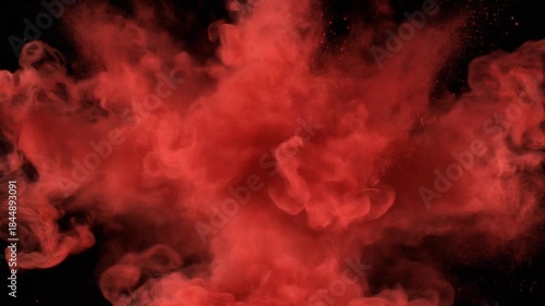 A dramatic scene of bright fire and thick red  smoke baclground with lighting up the dark sky like a powerful explosion