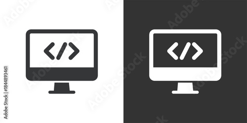 Source Code Monitor icon. Solid glyph series icon