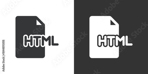 HTML File icon. Solid glyph series icon