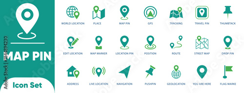 Map pin and location vectors. Features GPS, route, marker, and address symbols. Ideal for travel apps, navigation UI, and delivery tracking.