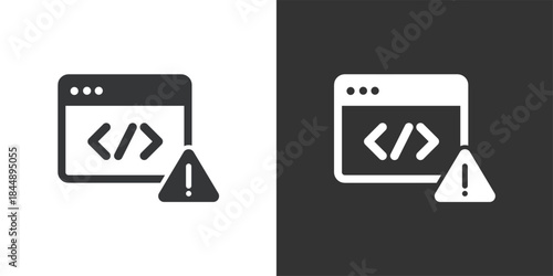 Source Code Warning icon. Solid glyph series icon