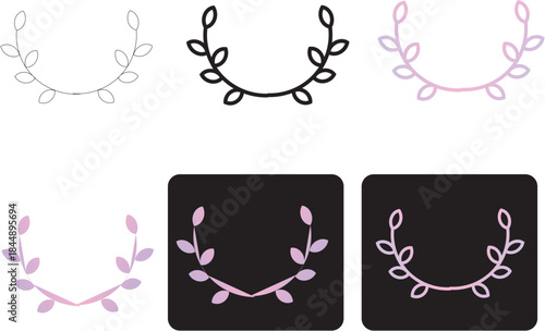 Elegant Minimalist Laurel Wreath Icon Set for Decorative Design and Branding